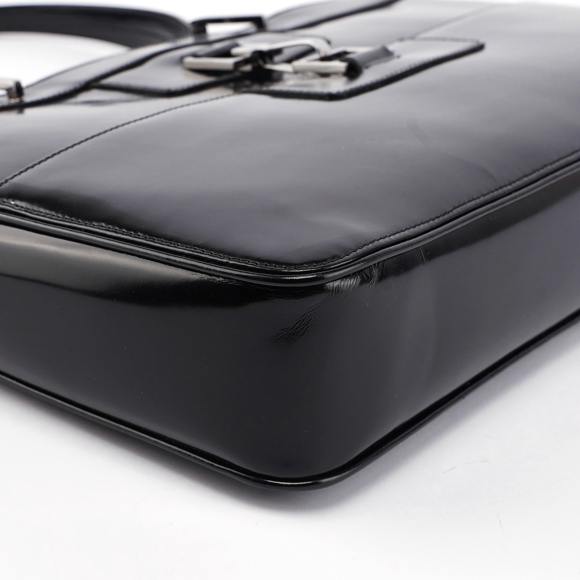 Black Patent Leather Jackie Tote