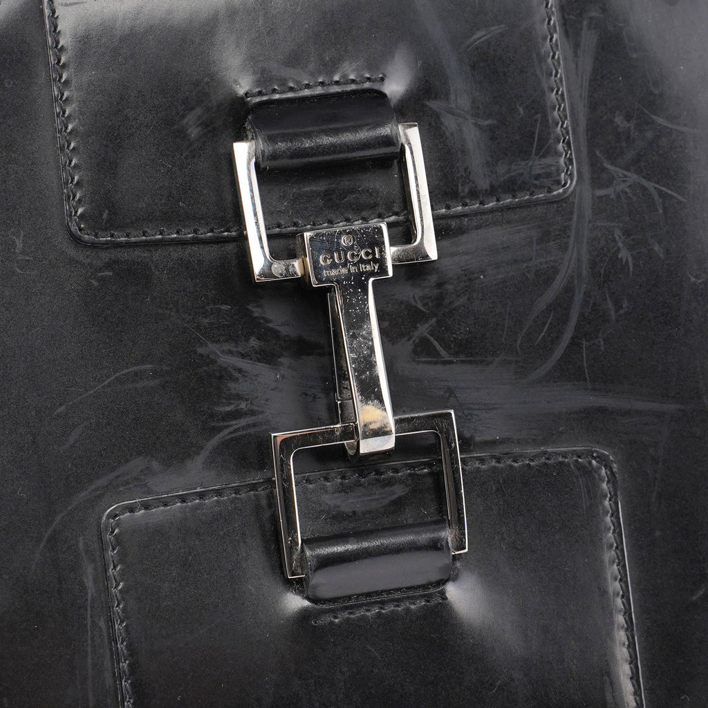 Black Patent Leather Jackie Tote