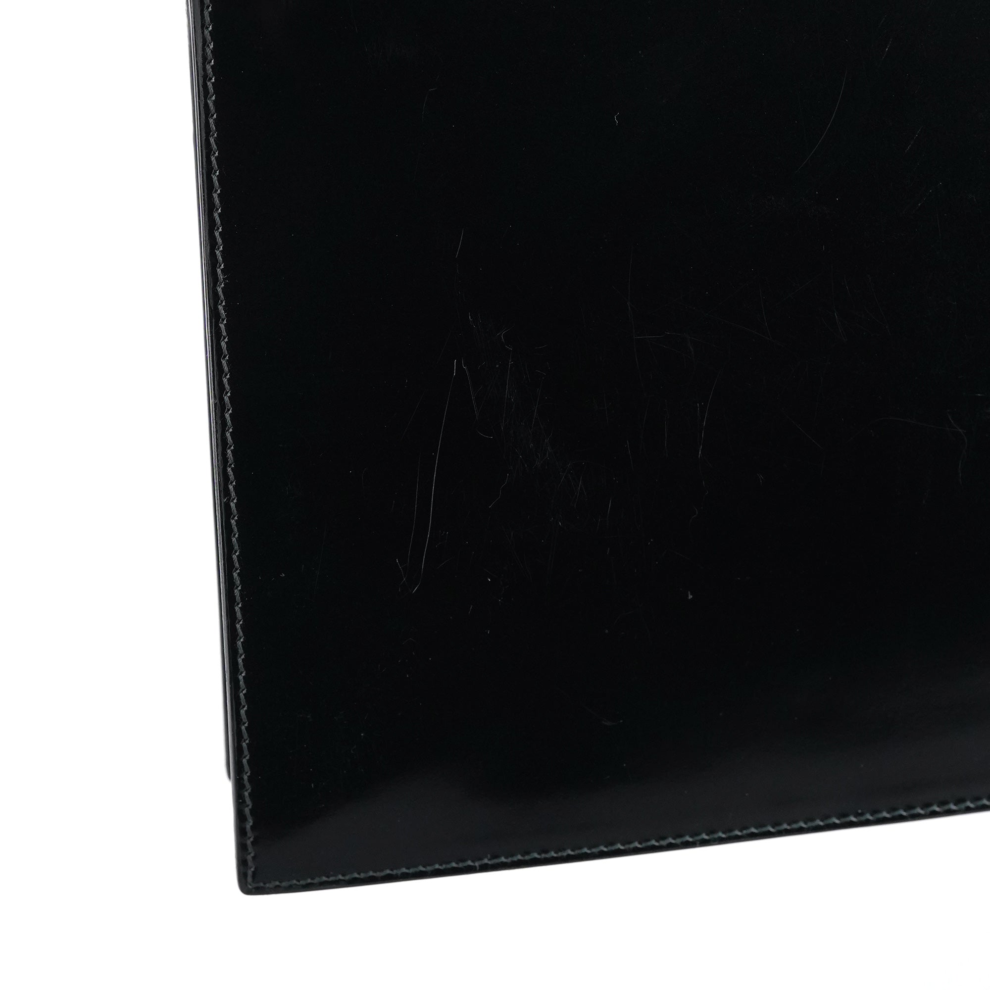 Black Patent Leather Lucite Handle Bag