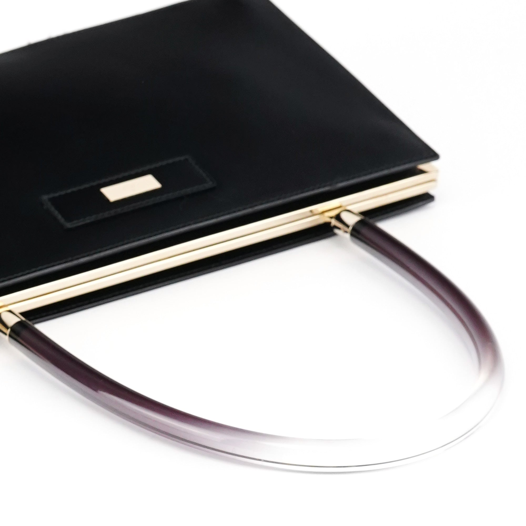 Black Patent Leather Lucite Handle Bag
