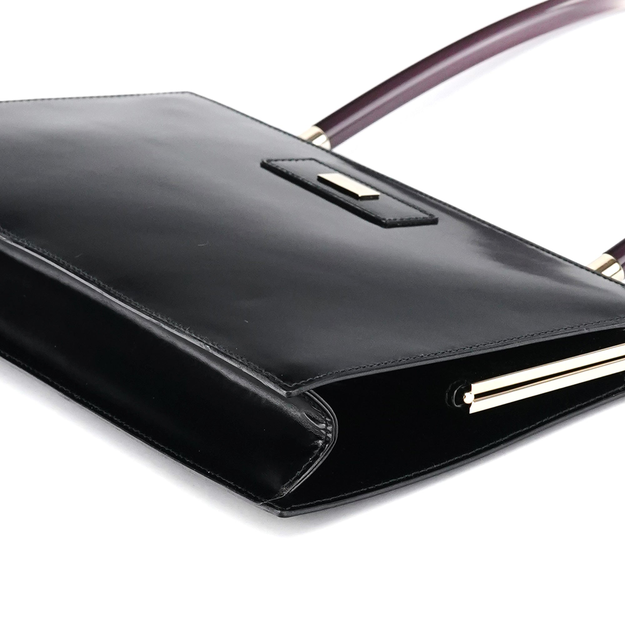 Black Patent Leather Lucite Handle Bag