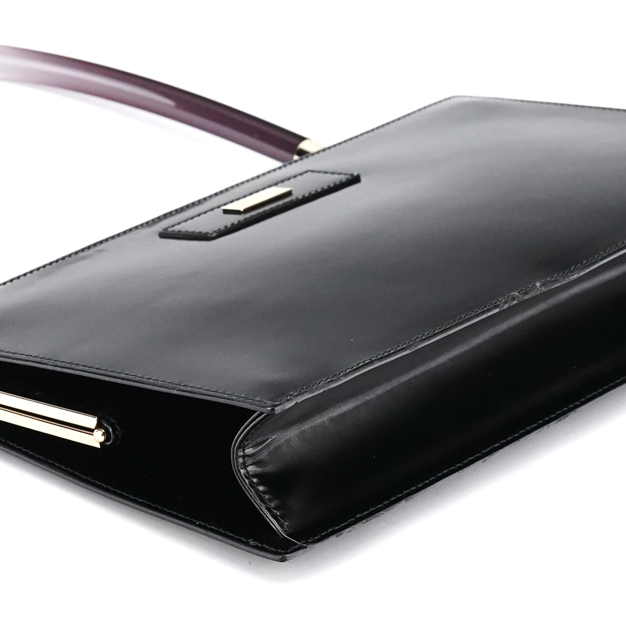 Black Patent Leather Lucite Handle Bag