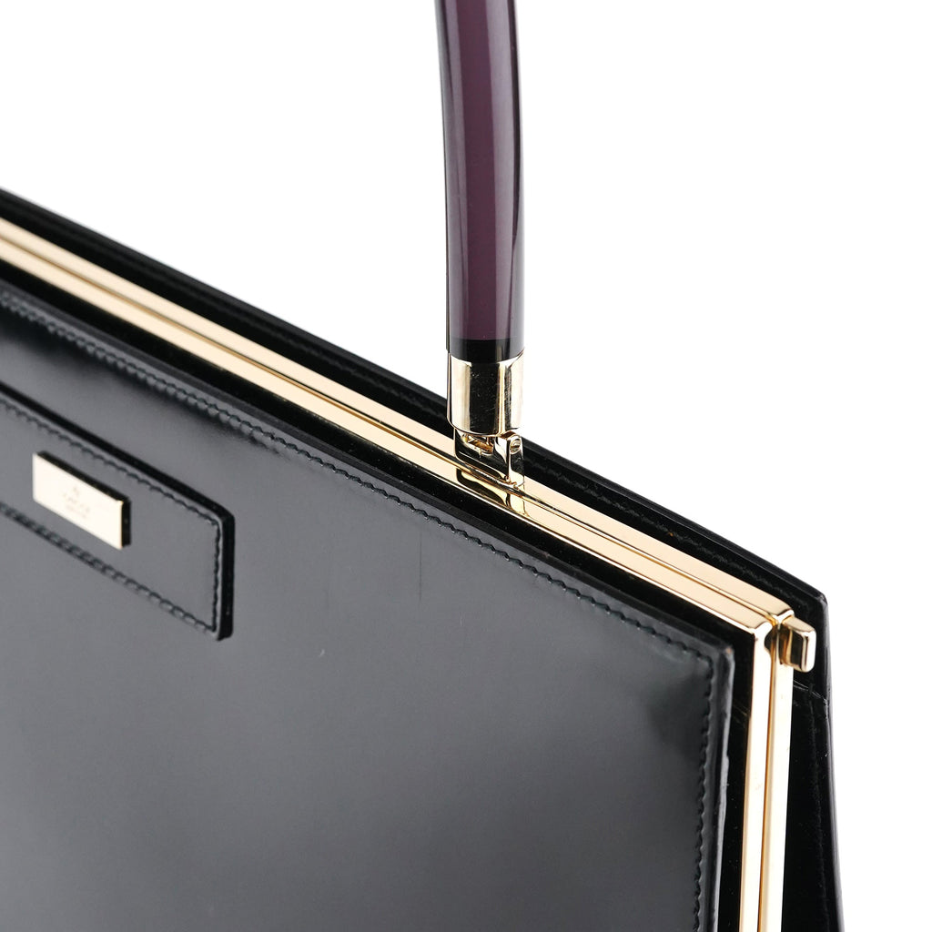 Black Patent Leather Lucite Handle Bag