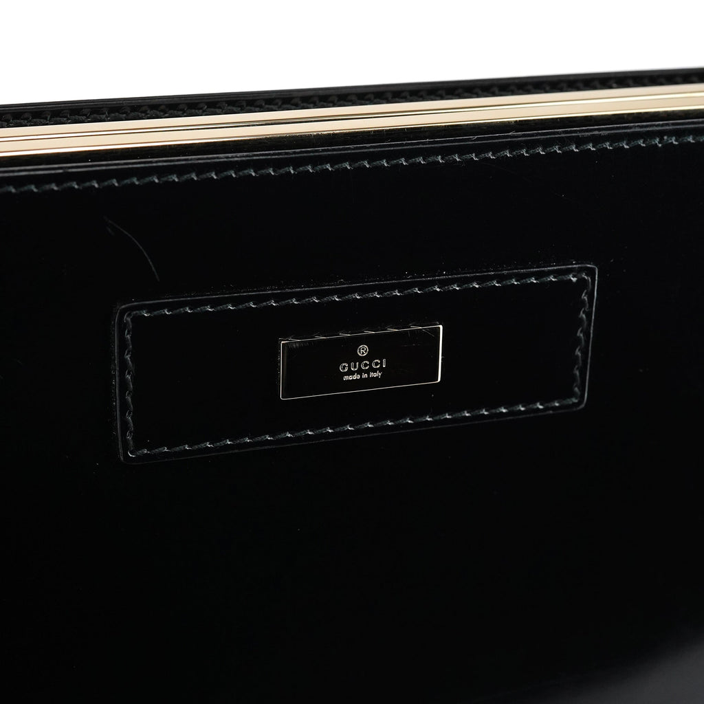Black Patent Leather Lucite Handle Bag