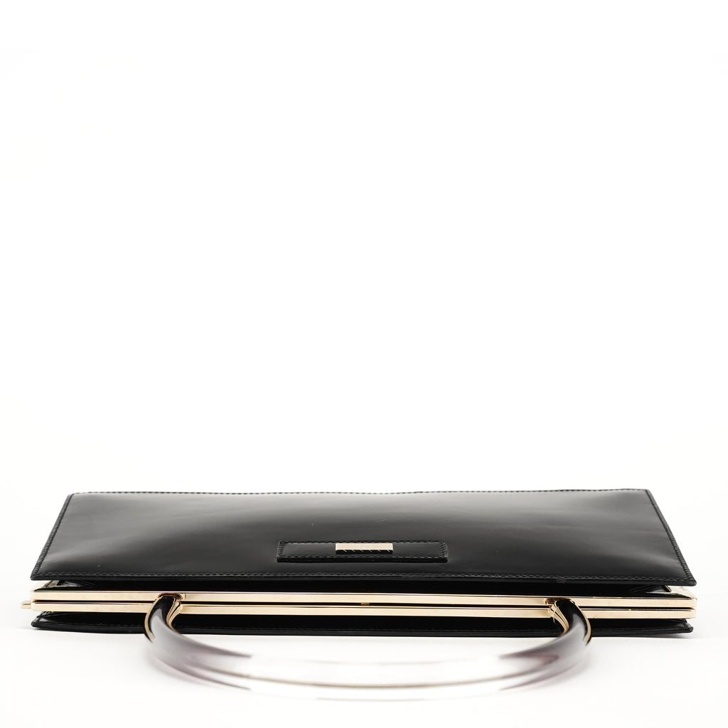 Black Patent Leather Lucite Handle Bag