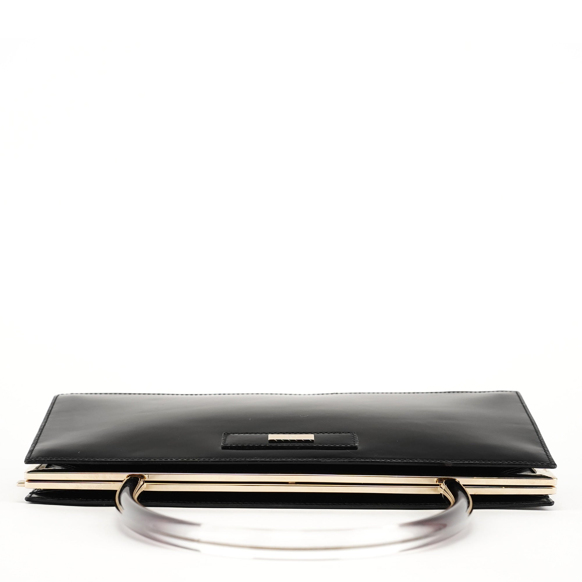 Black Patent Leather Lucite Handle Bag