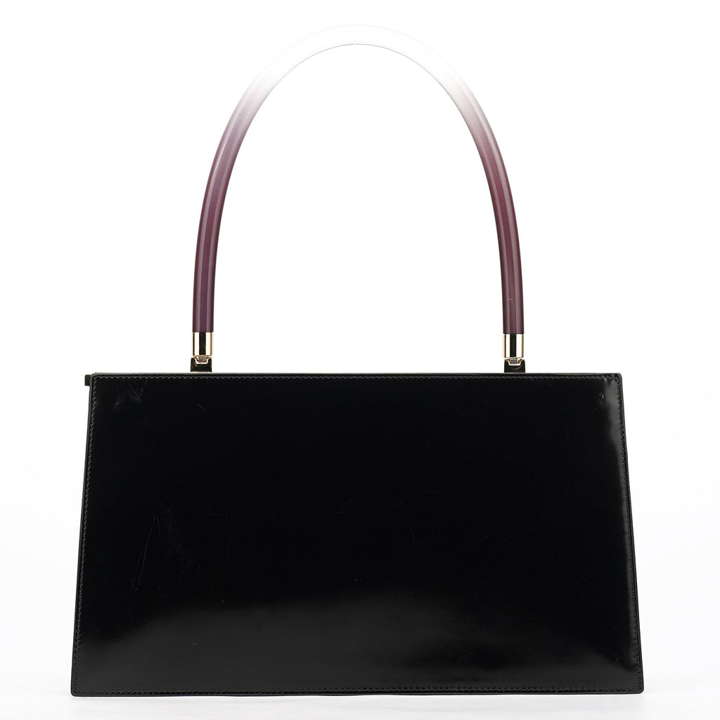 Black Patent Leather Lucite Handle Bag