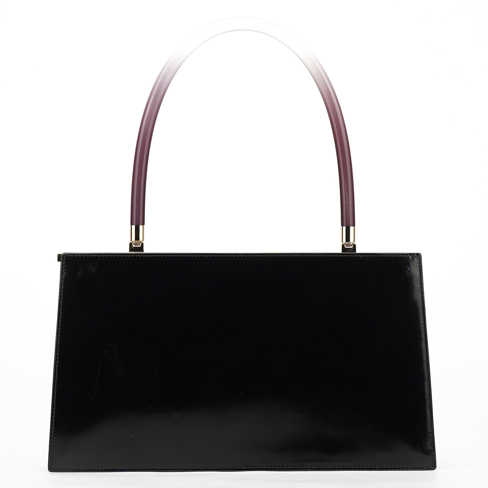 Black Patent Leather Lucite Handle Bag