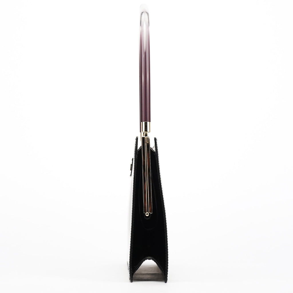 Black Patent Leather Lucite Handle Bag