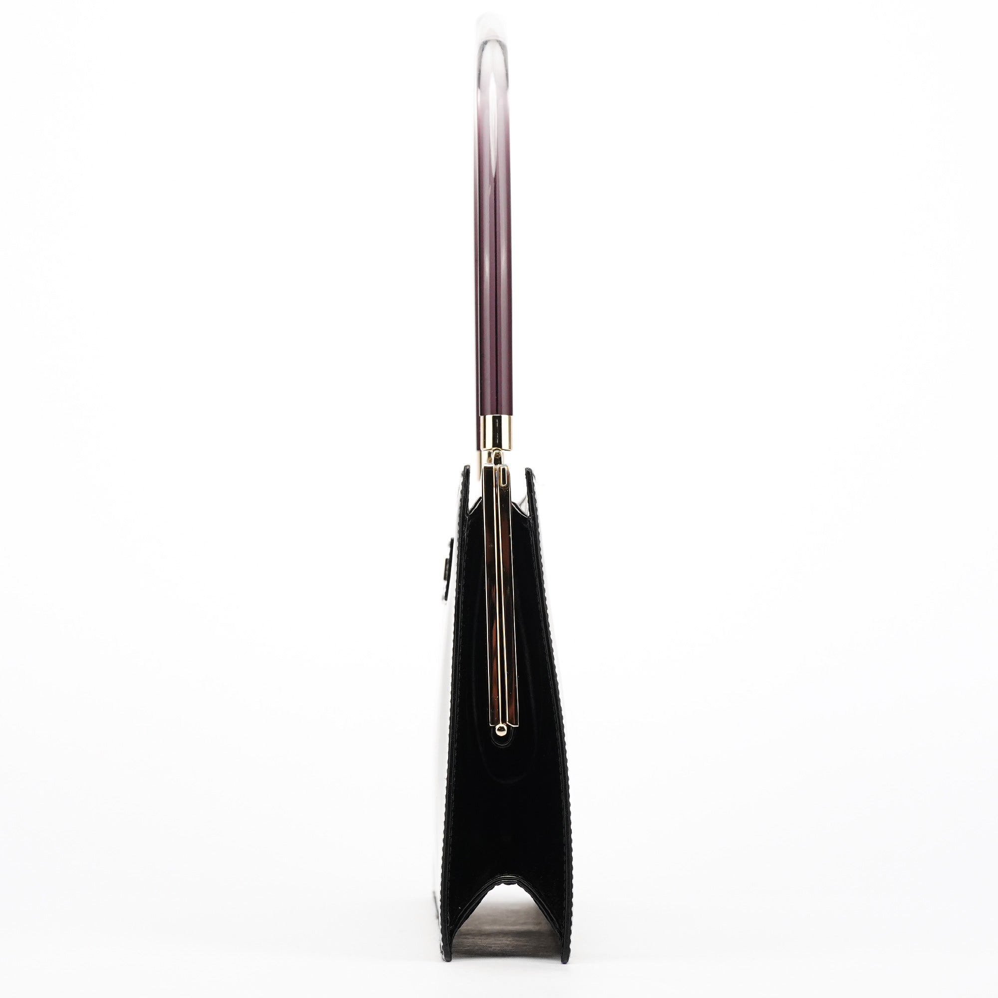Black Patent Leather Lucite Handle Bag