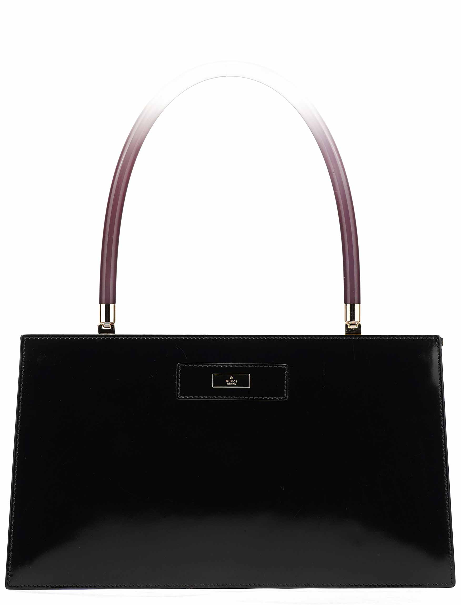 Black Patent Leather Lucite Handle Bag