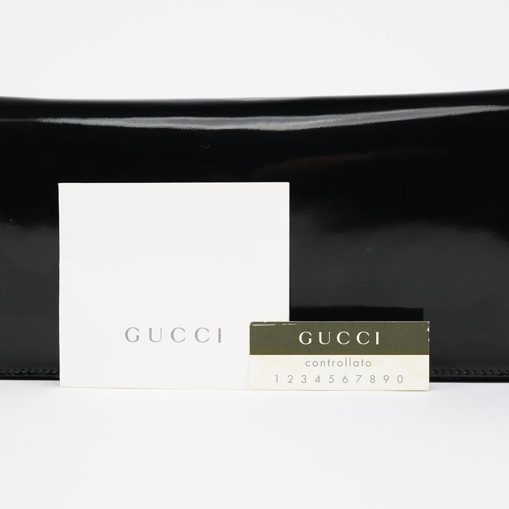 Black Patent Leather Metal Handle Bag