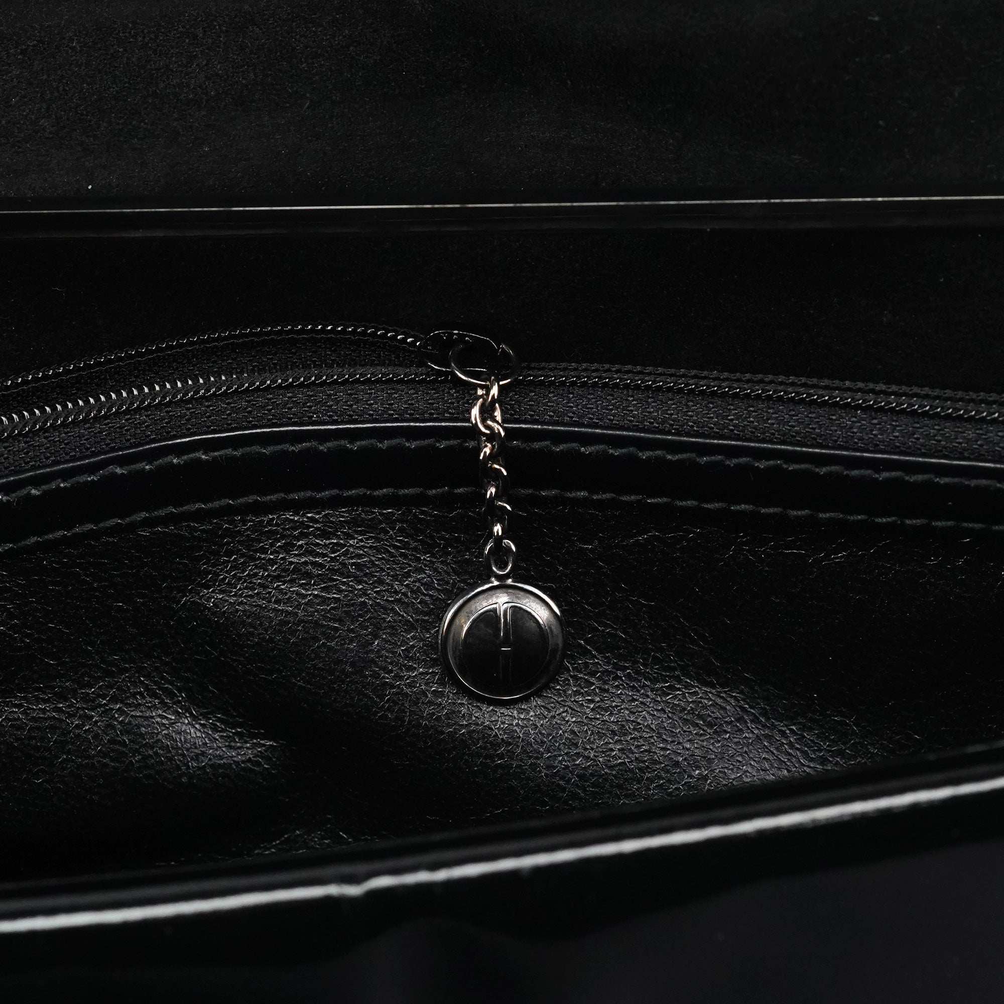 Black Patent Leather Metal Handle Bag