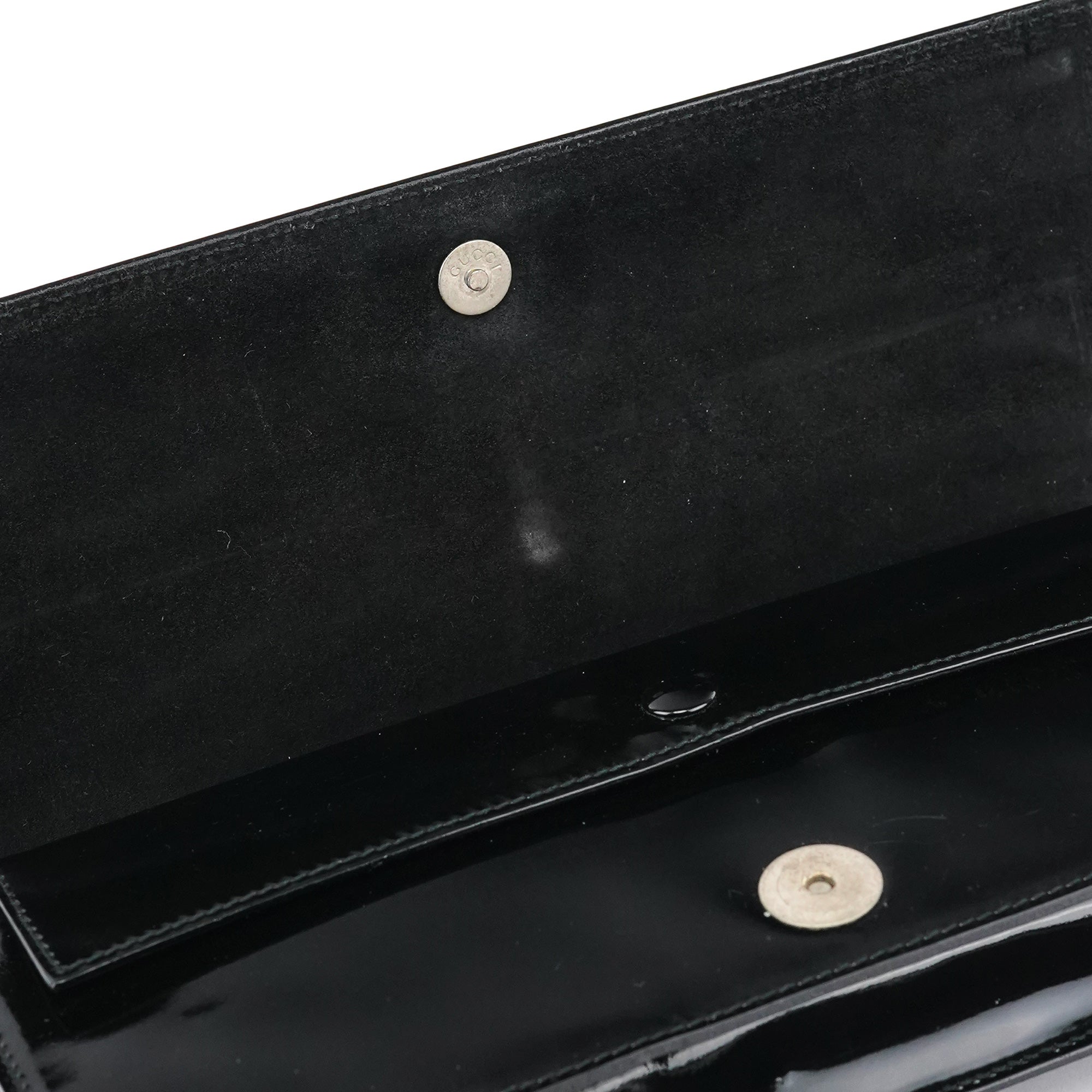 Black Patent Leather Metal Handle Bag