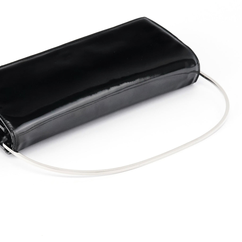 Black Patent Leather Metal Handle Bag