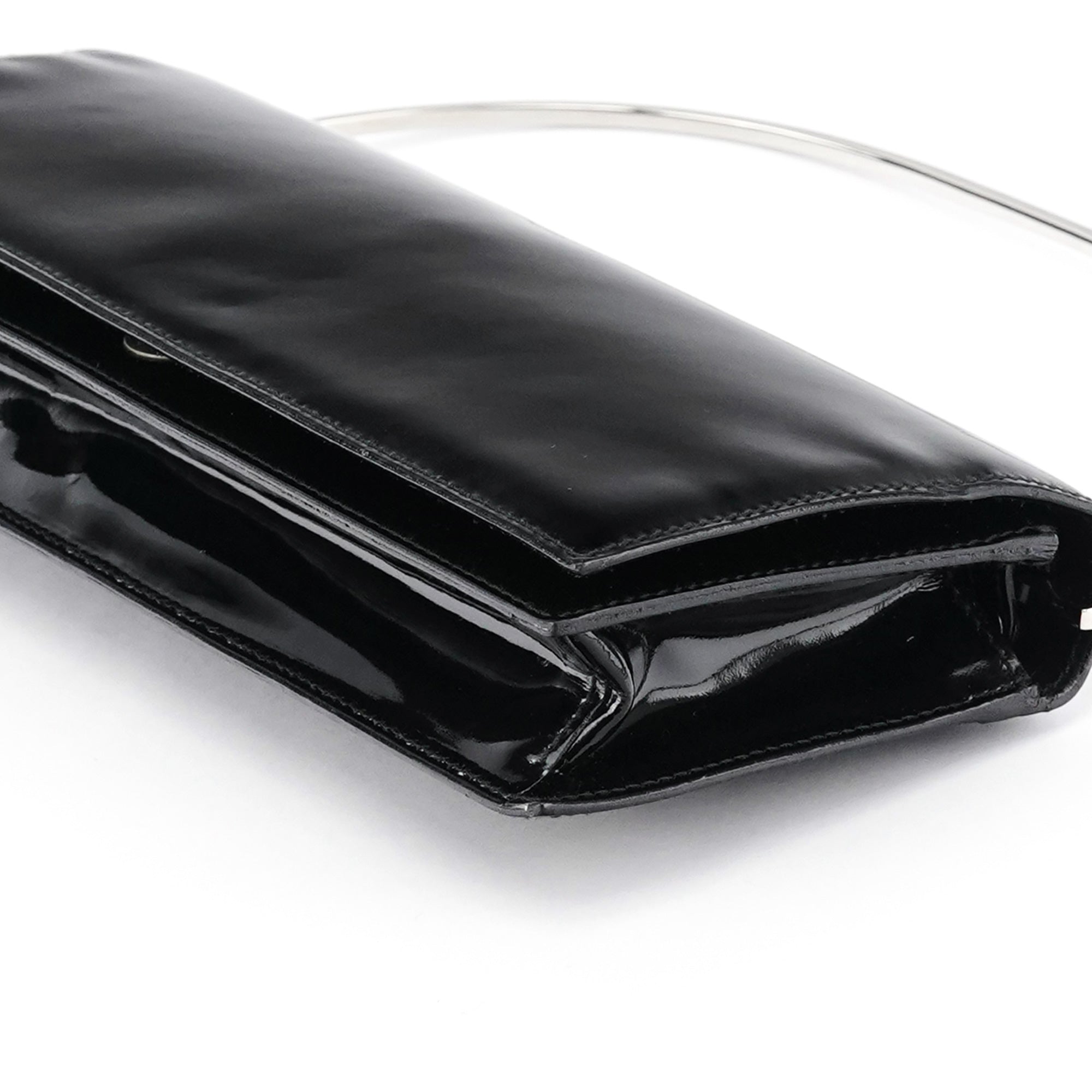 Black Patent Leather Metal Handle Bag
