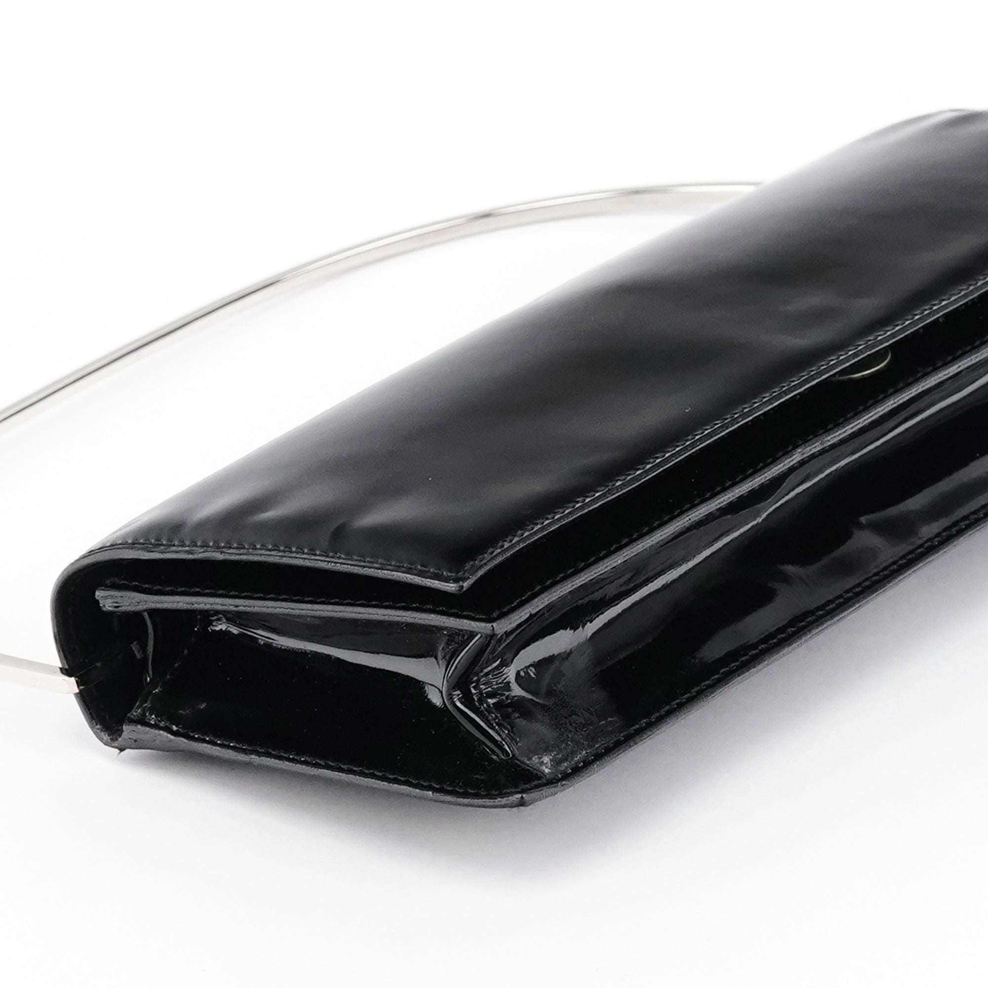 Black Patent Leather Metal Handle Bag