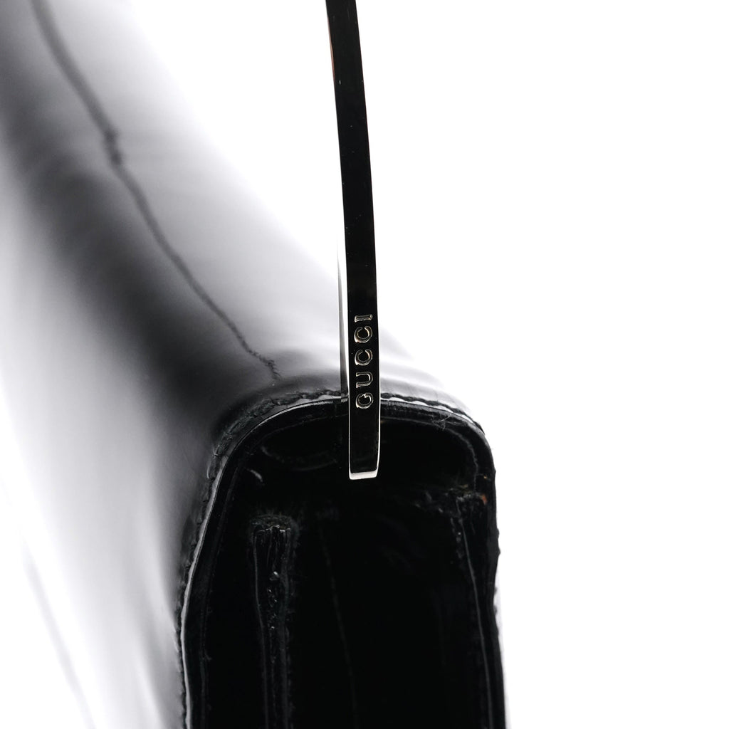 Black Patent Leather Metal Handle Bag