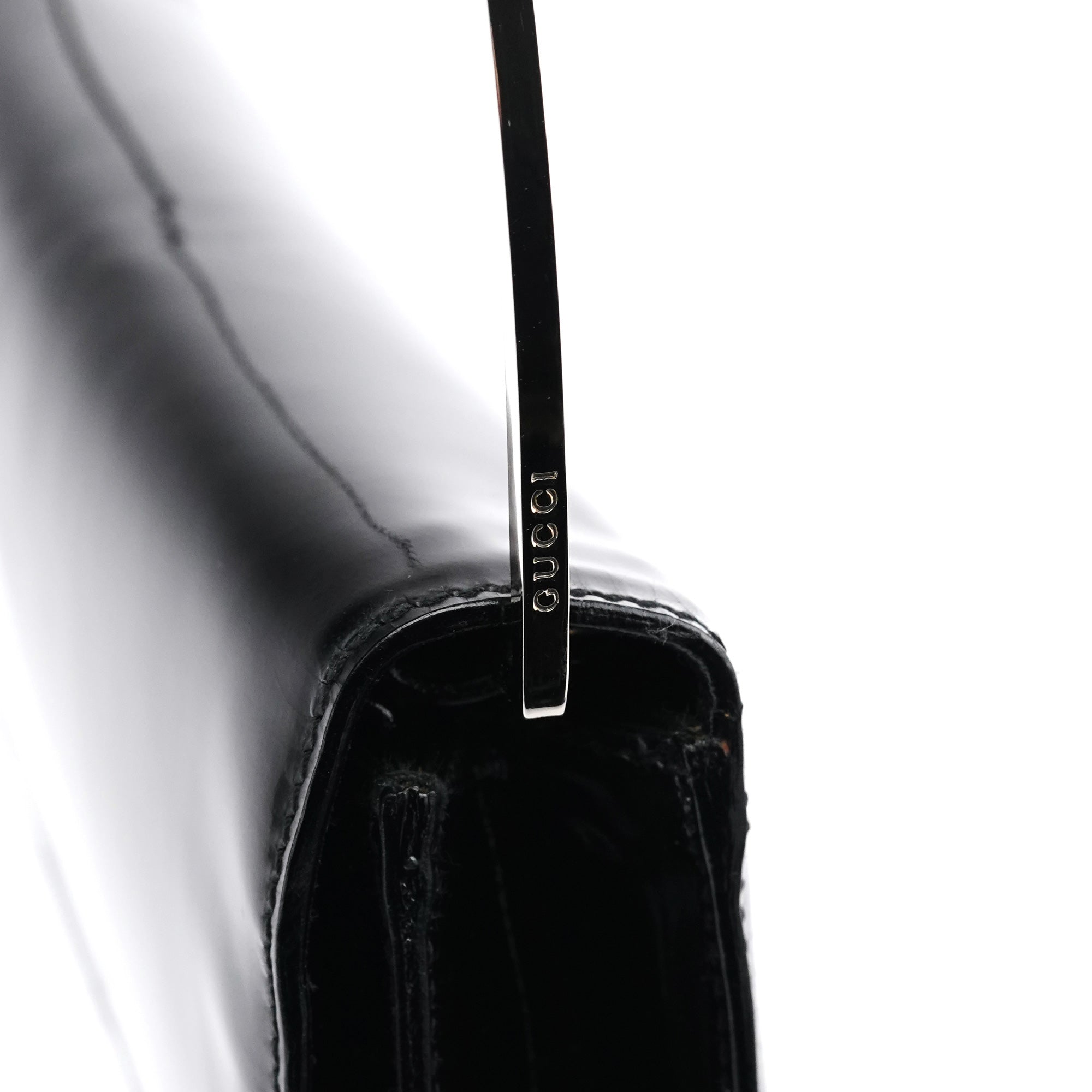 Black Patent Leather Metal Handle Bag