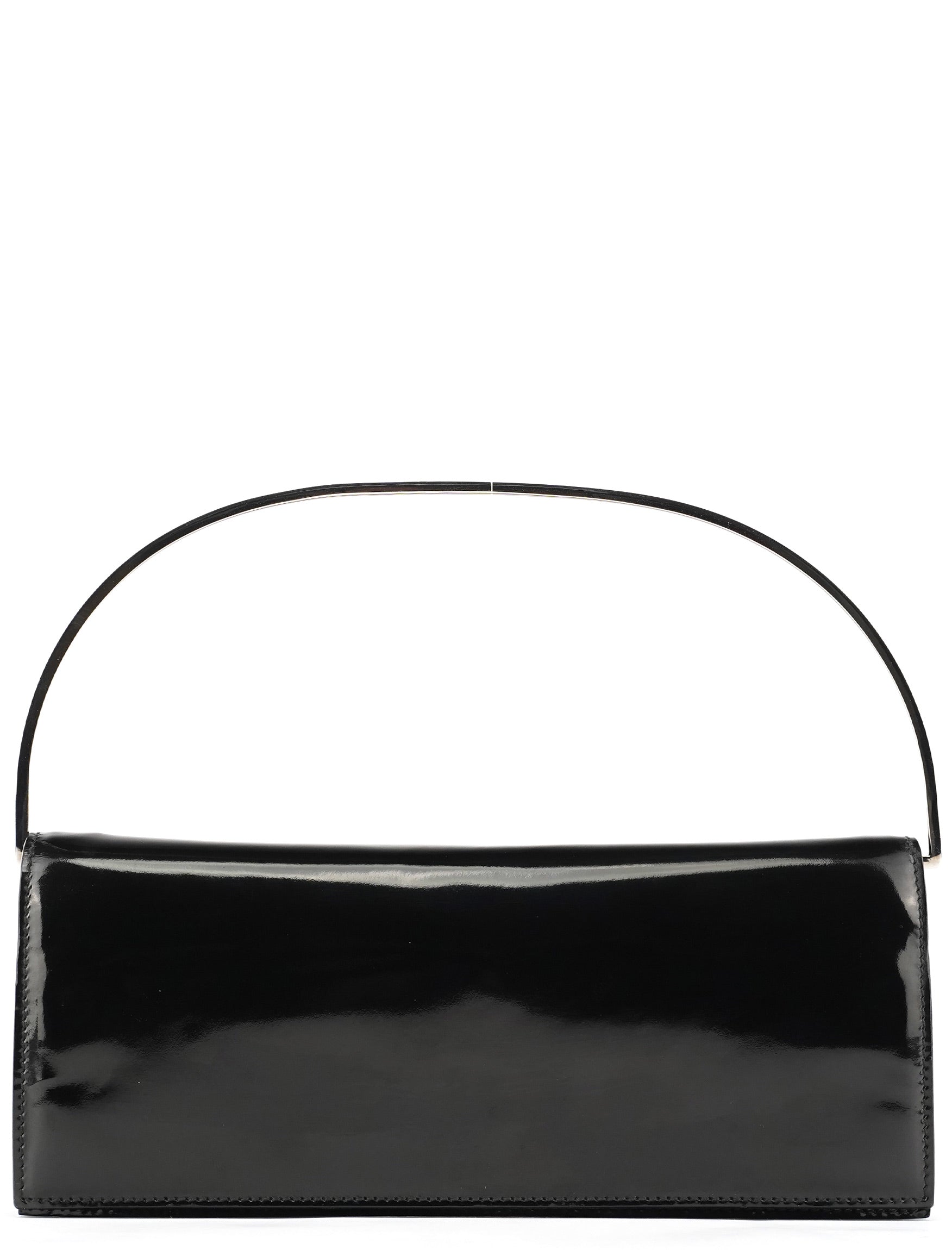 Black Patent Leather Metal Handle Bag