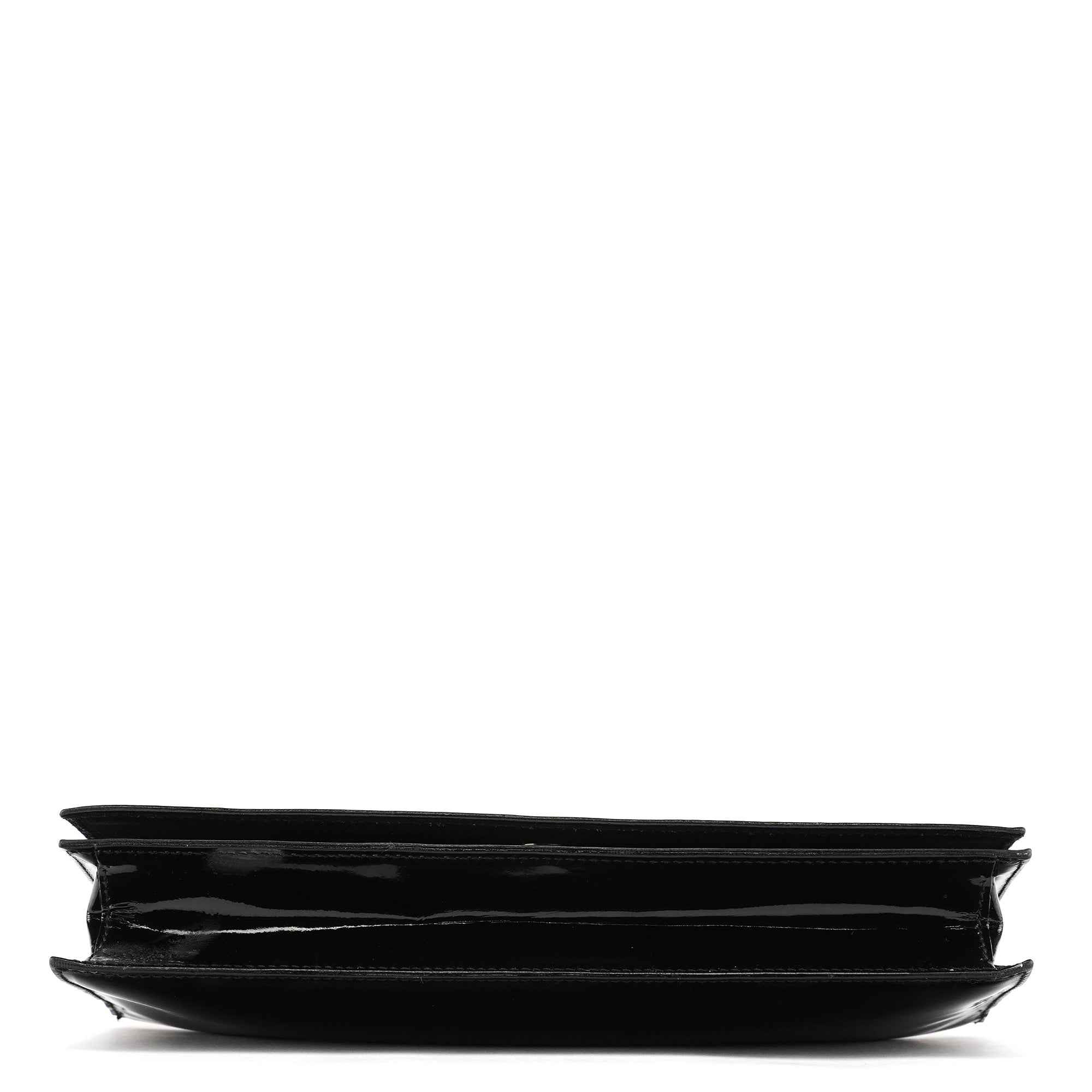 Black Patent Leather Metal Handle Bag