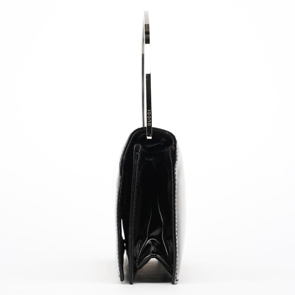 Black Patent Leather Metal Handle Bag