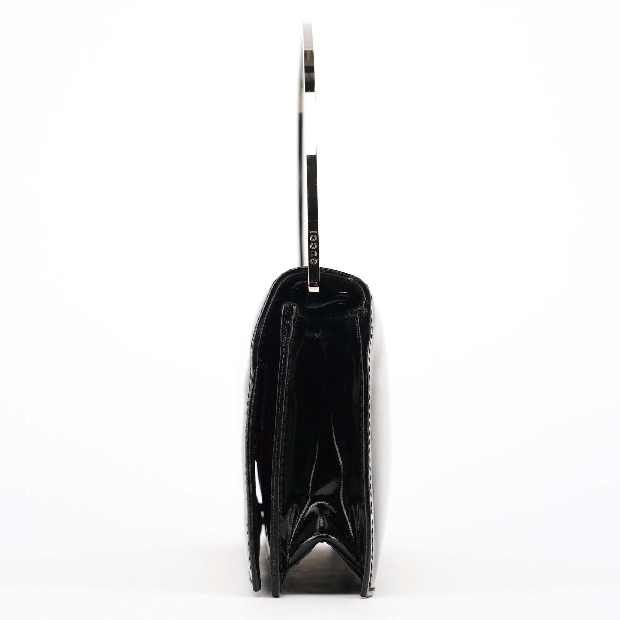 Black Patent Leather Metal Handle Bag