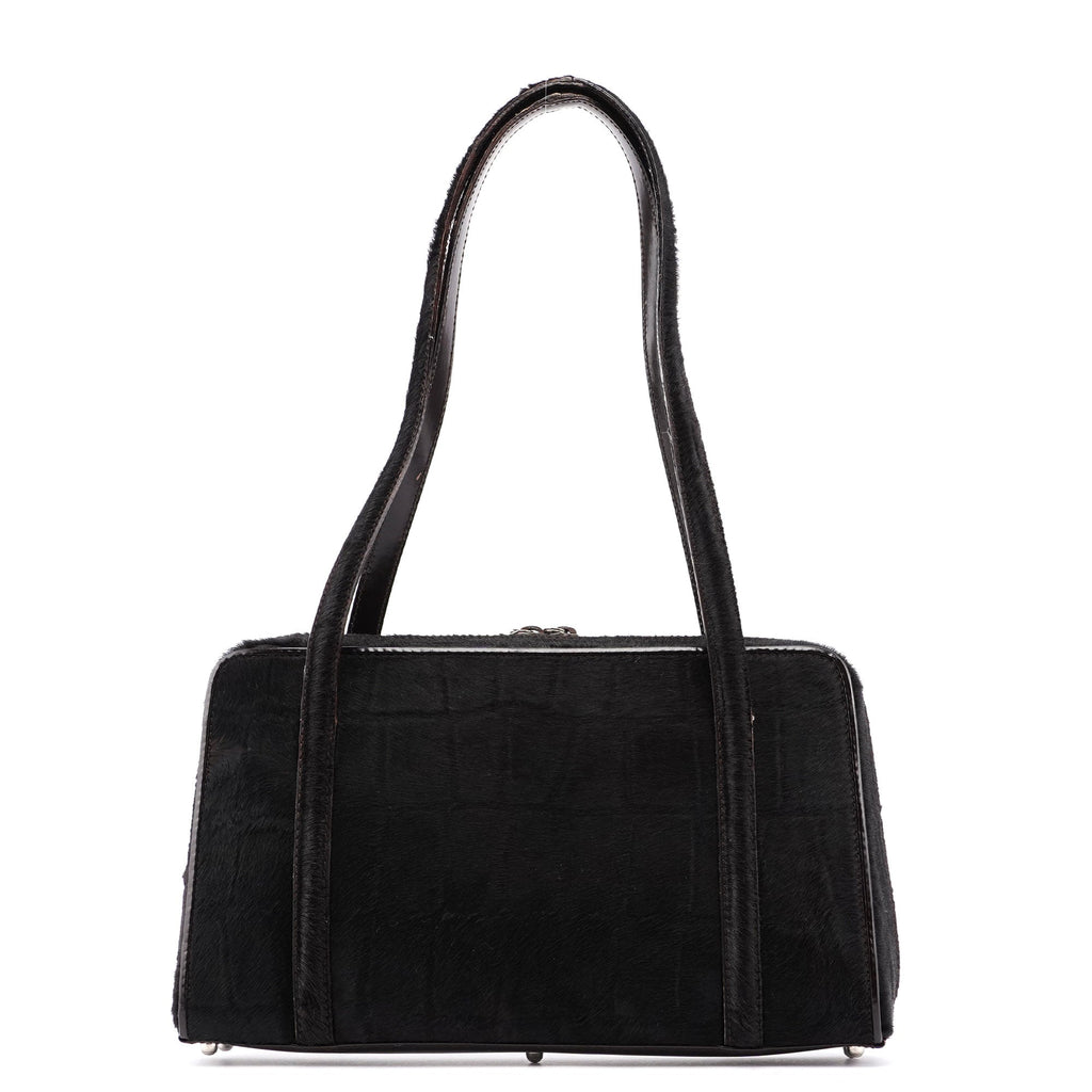 Black Pony Fur Mini Clutch Bag