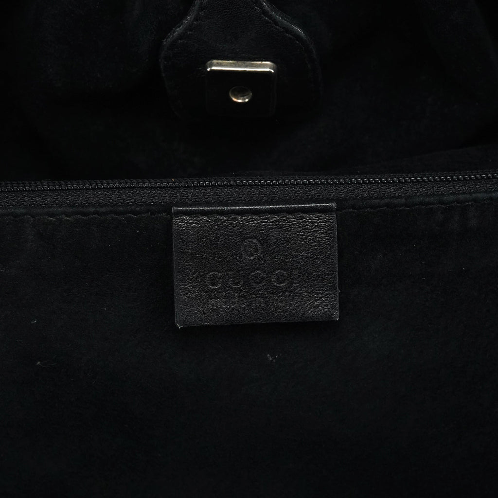 Black Ruched Leather Shoulder Bag