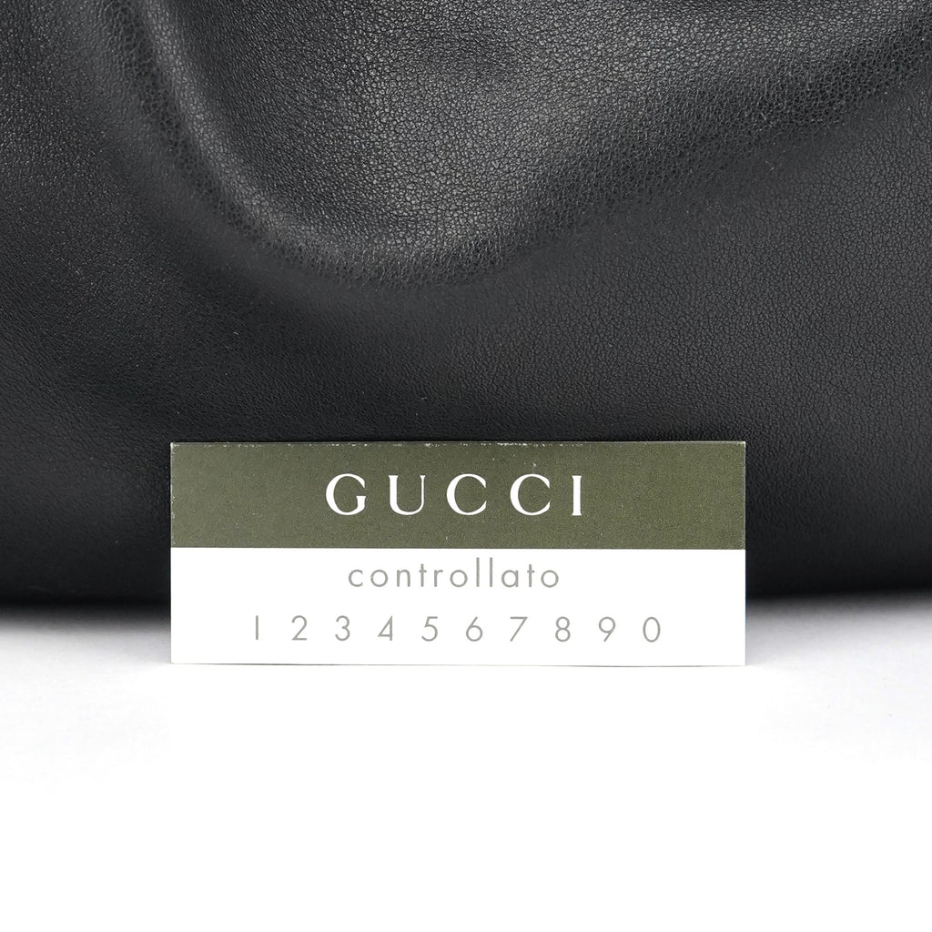Black Ruched Leather Shoulder Bag