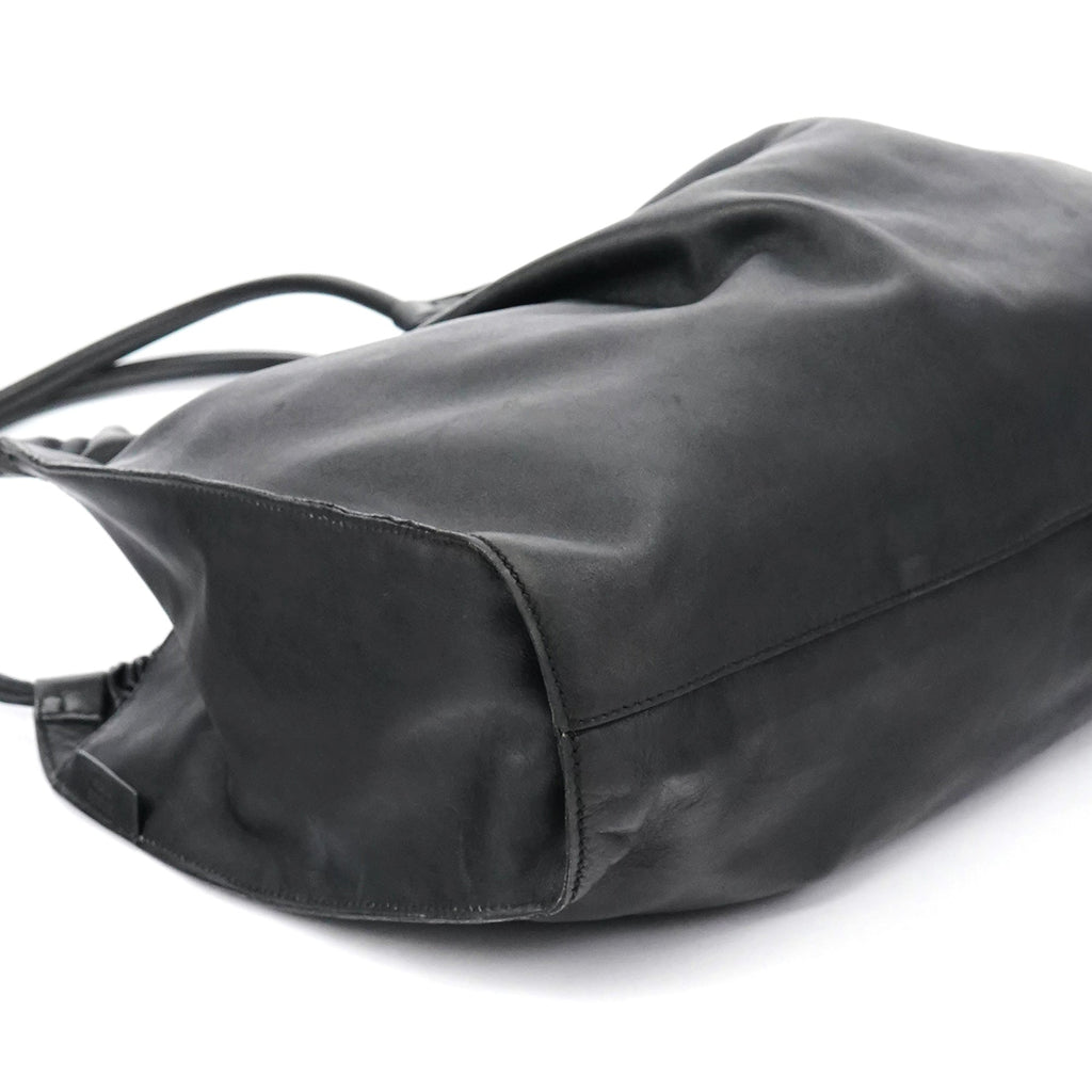 Black Ruched Leather Shoulder Bag