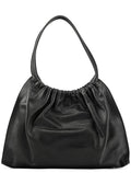 Black Ruched Leather Shoulder Bag