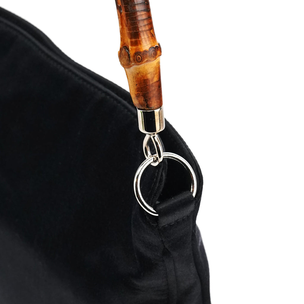Black Satin Bamboo Mini 2-Way Bag