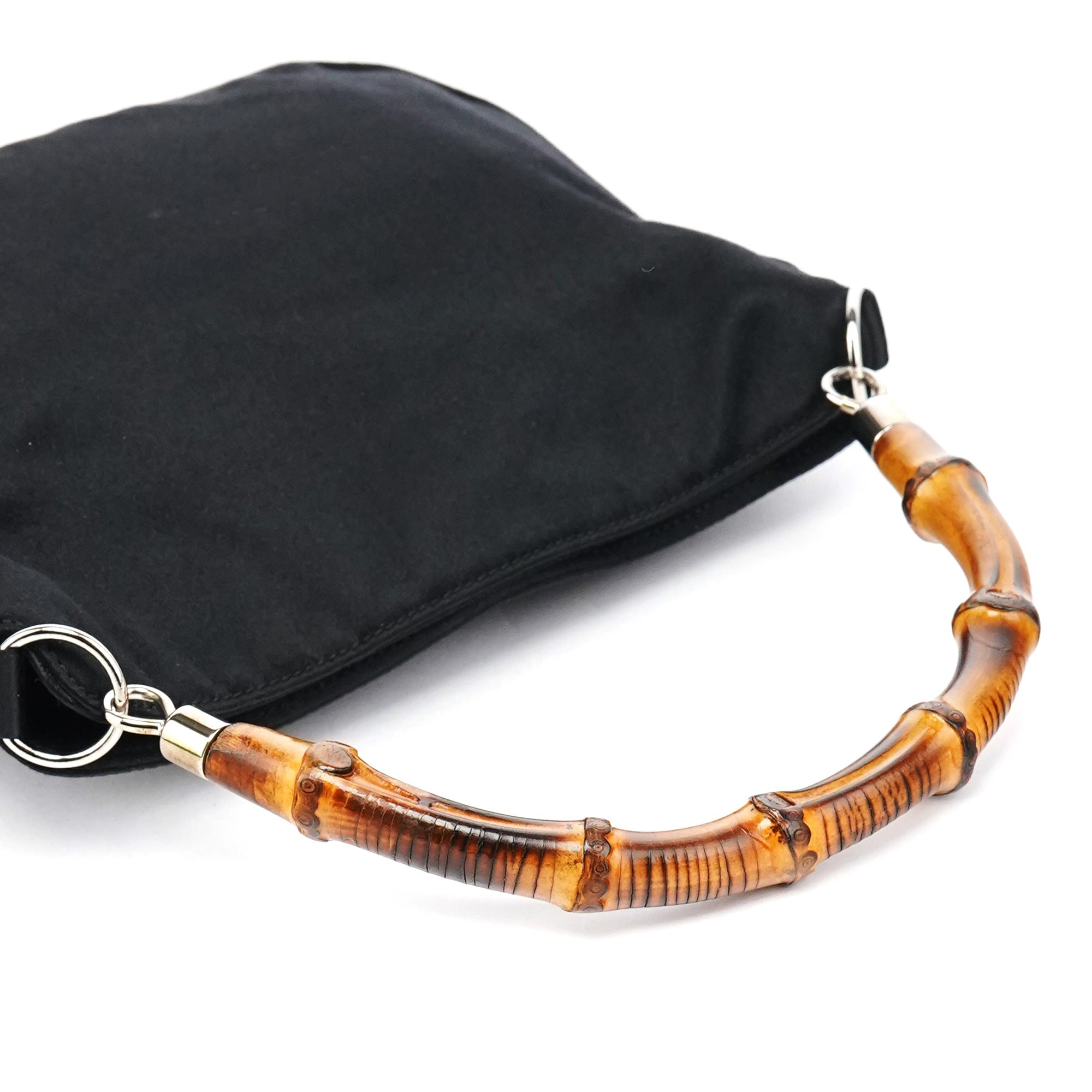 Black Satin Bamboo Mini 2-Way Bag