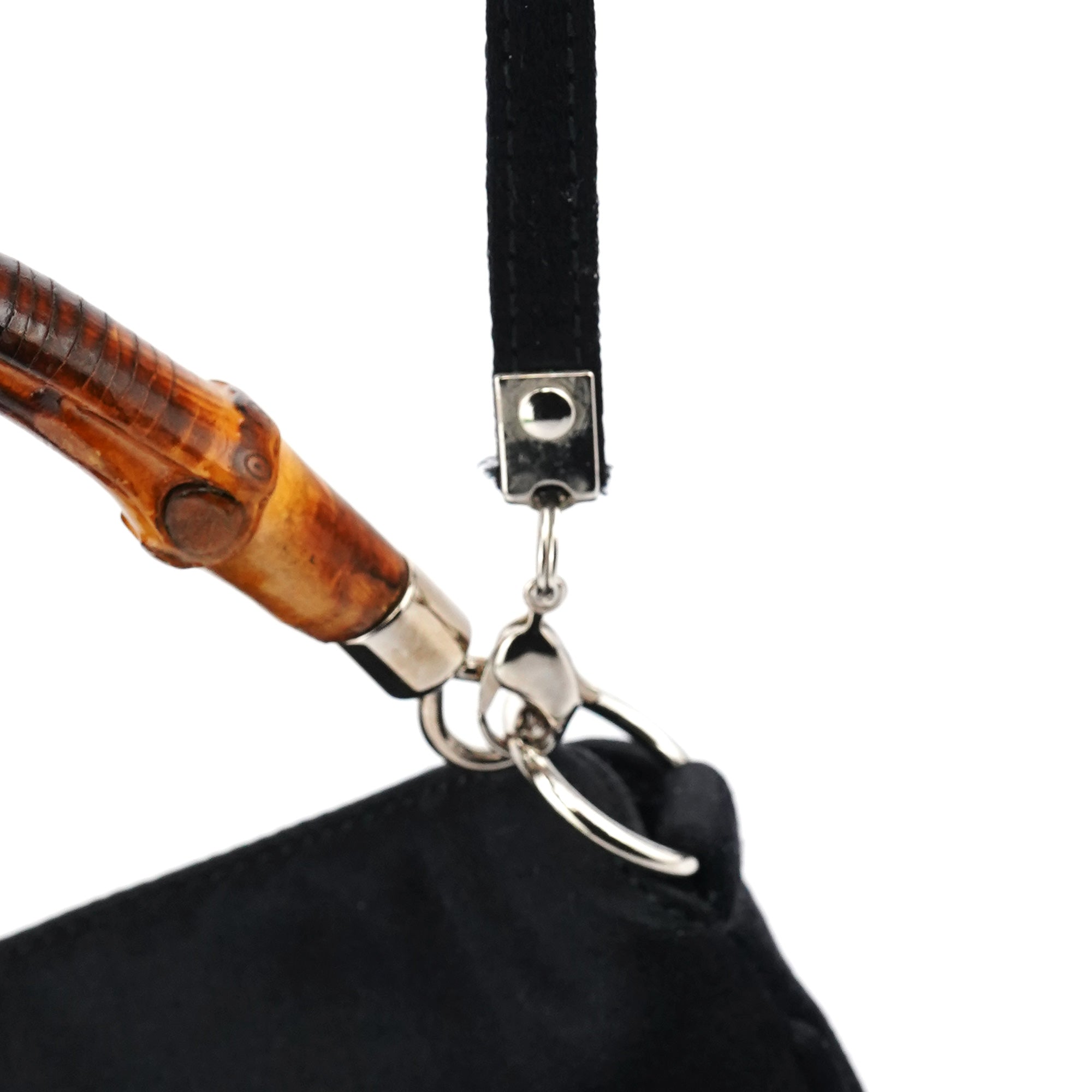 Black Satin Bamboo Mini 2-Way Bag