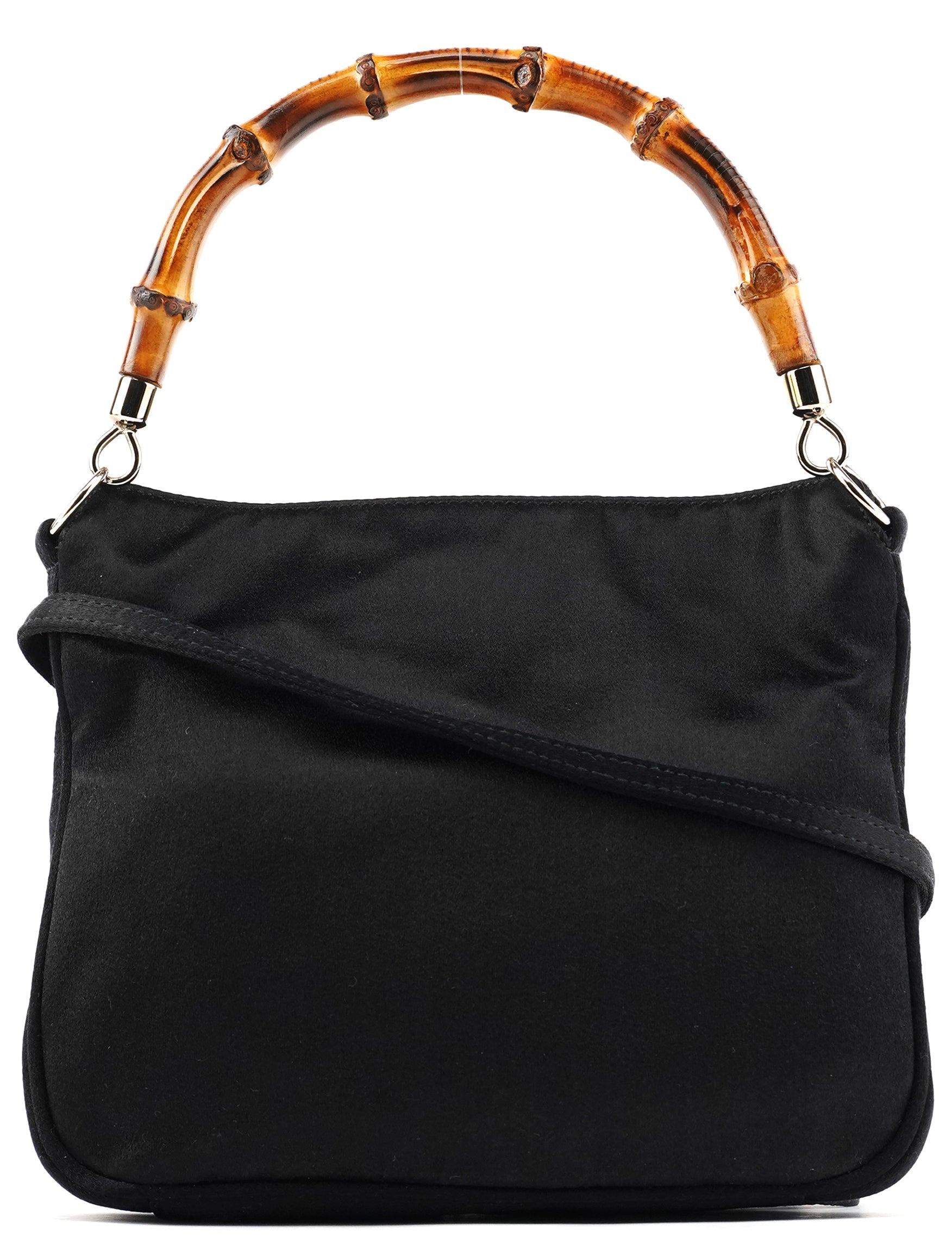Black Satin Bamboo Mini 2-Way Bag