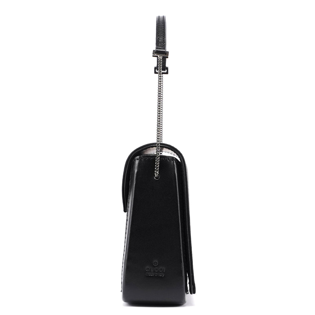 Black Satin Calfskin Mini Shoulder Bag