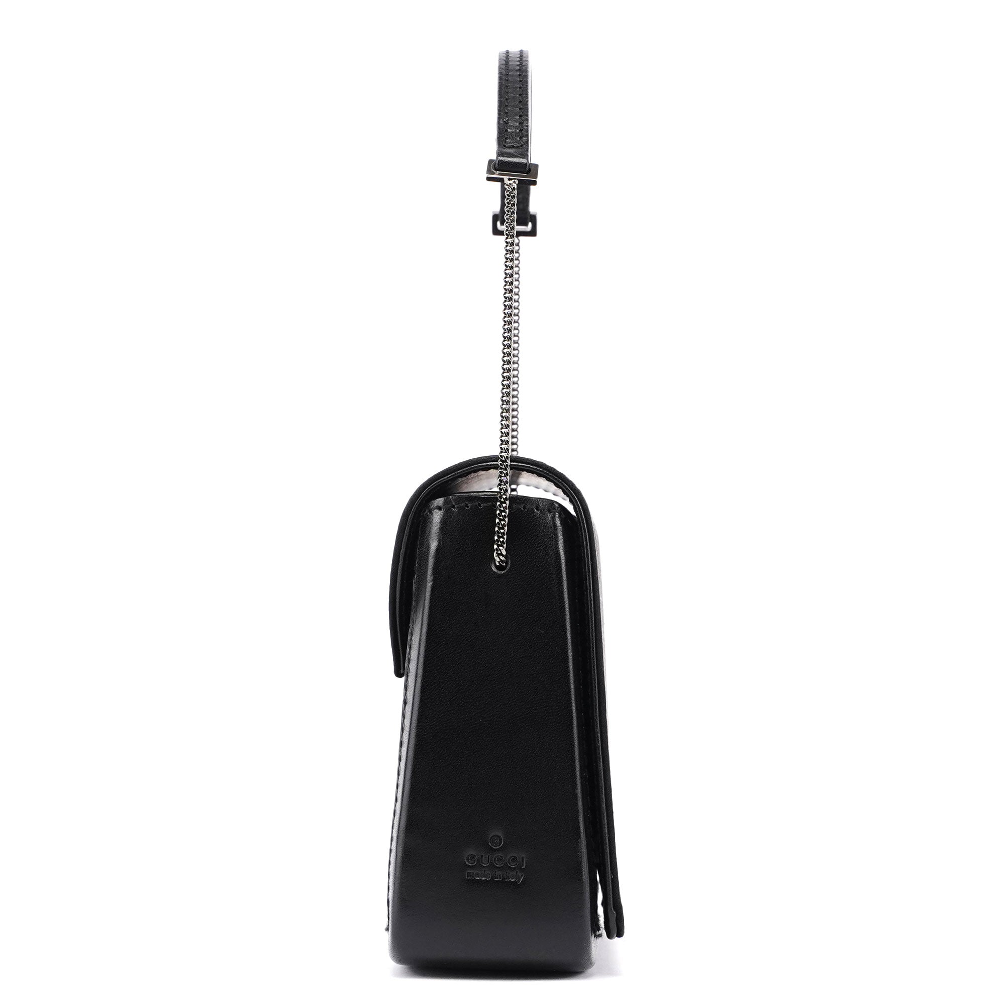 Black Satin Calfskin Mini Shoulder Bag