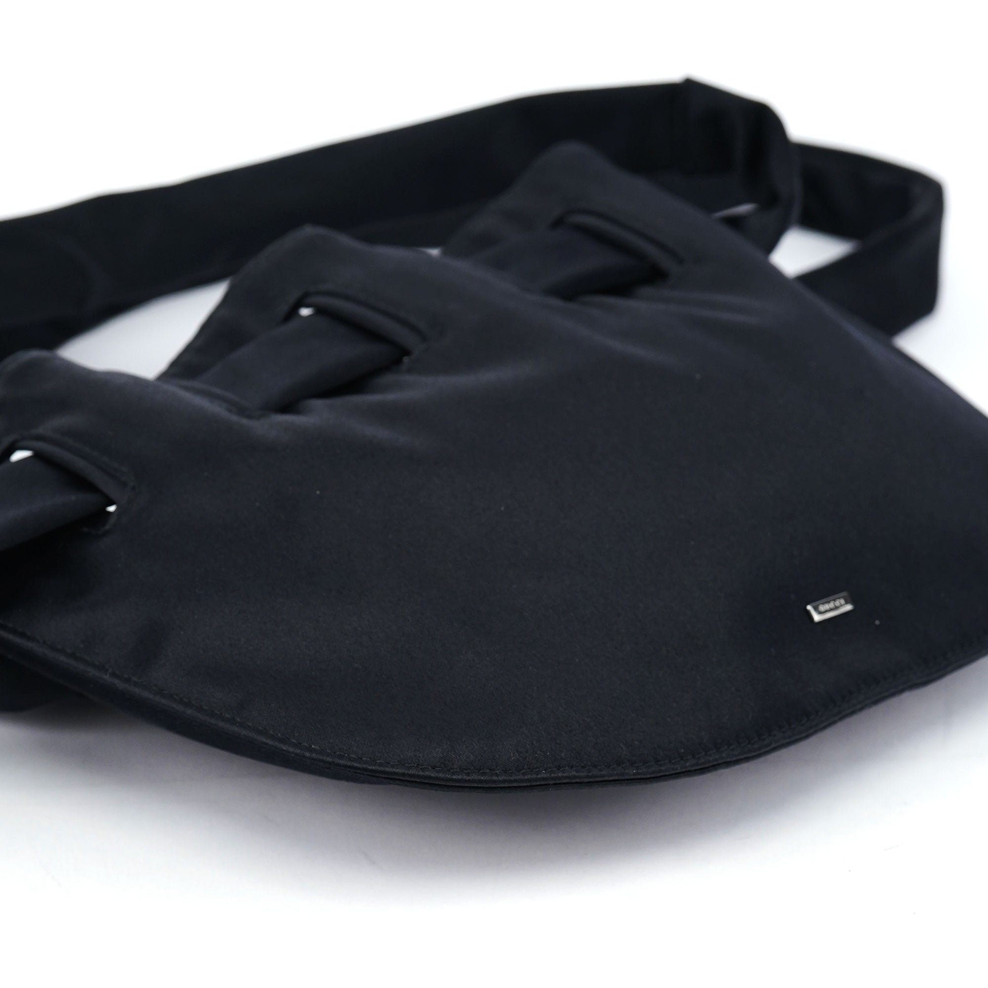 Black Satin Drawstring Shoulder Bag