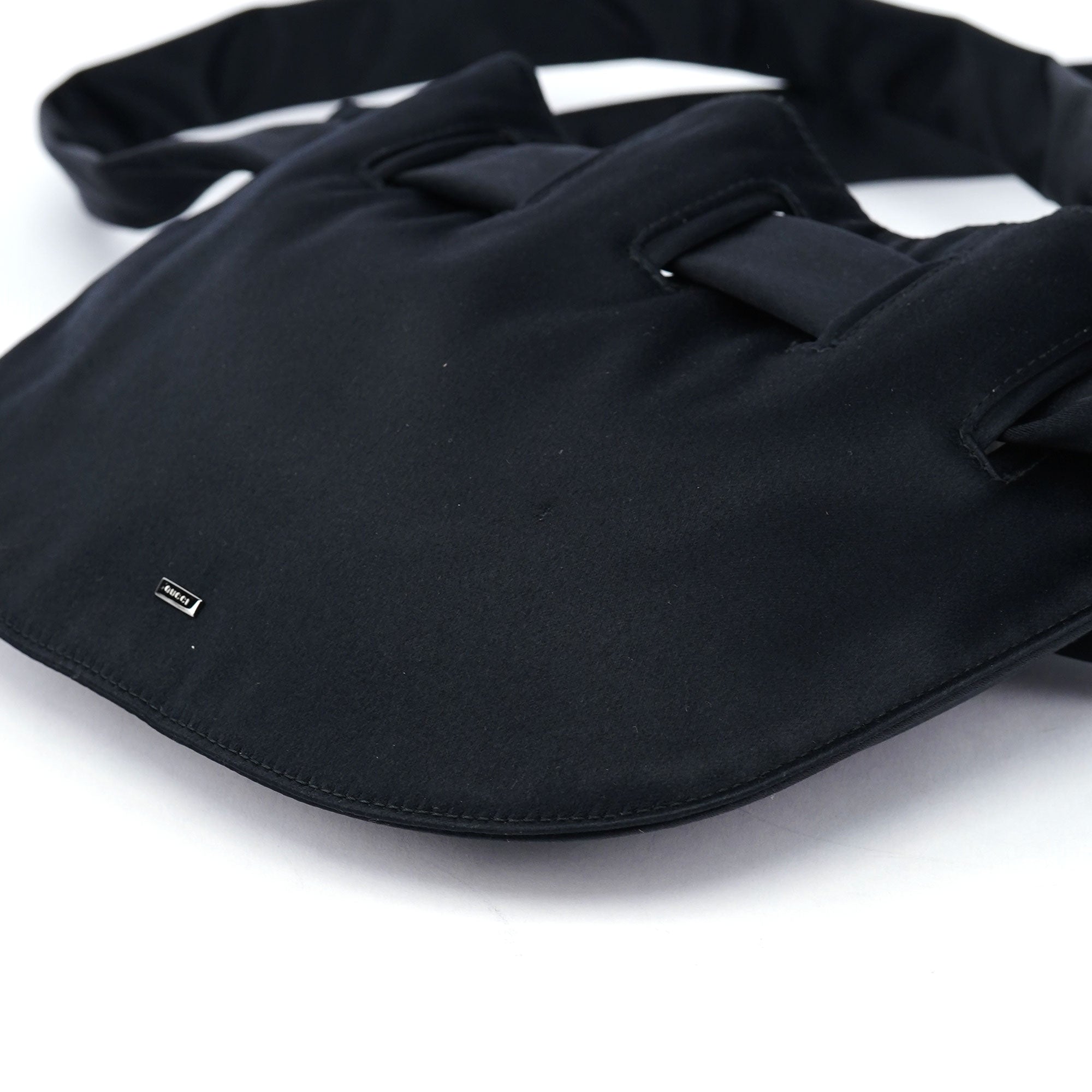 Black Satin Drawstring Shoulder Bag