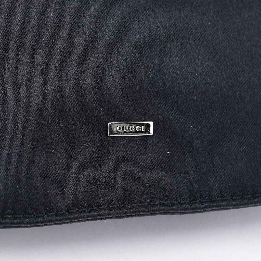 Black Satin Drawstring Shoulder Bag