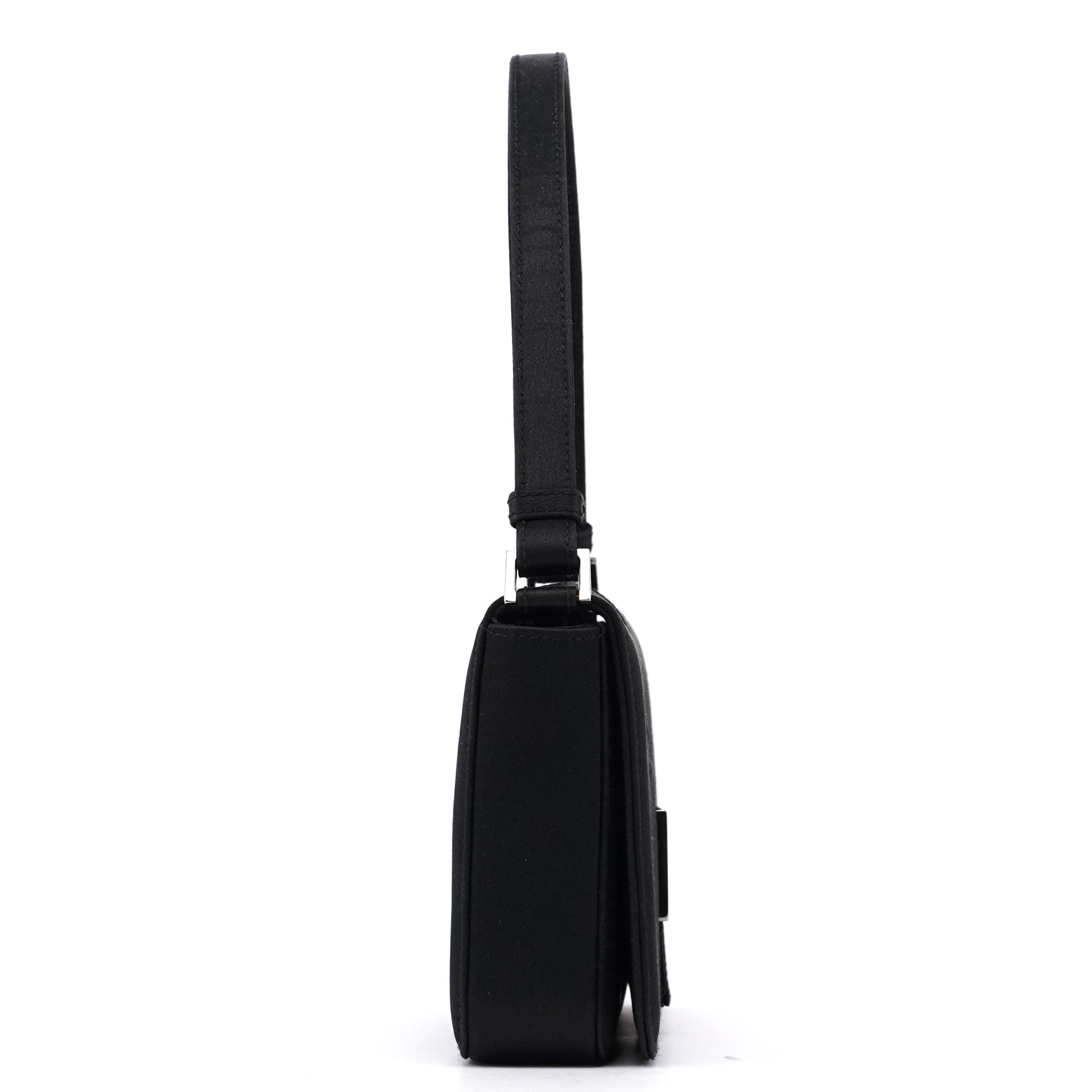 Black Satin Shoulder Bag