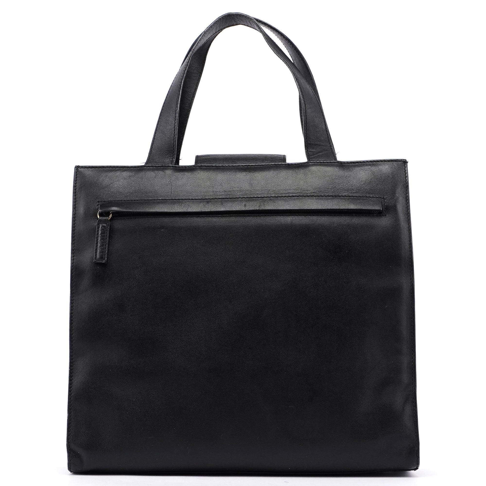 Black Square G Leather Small Tote