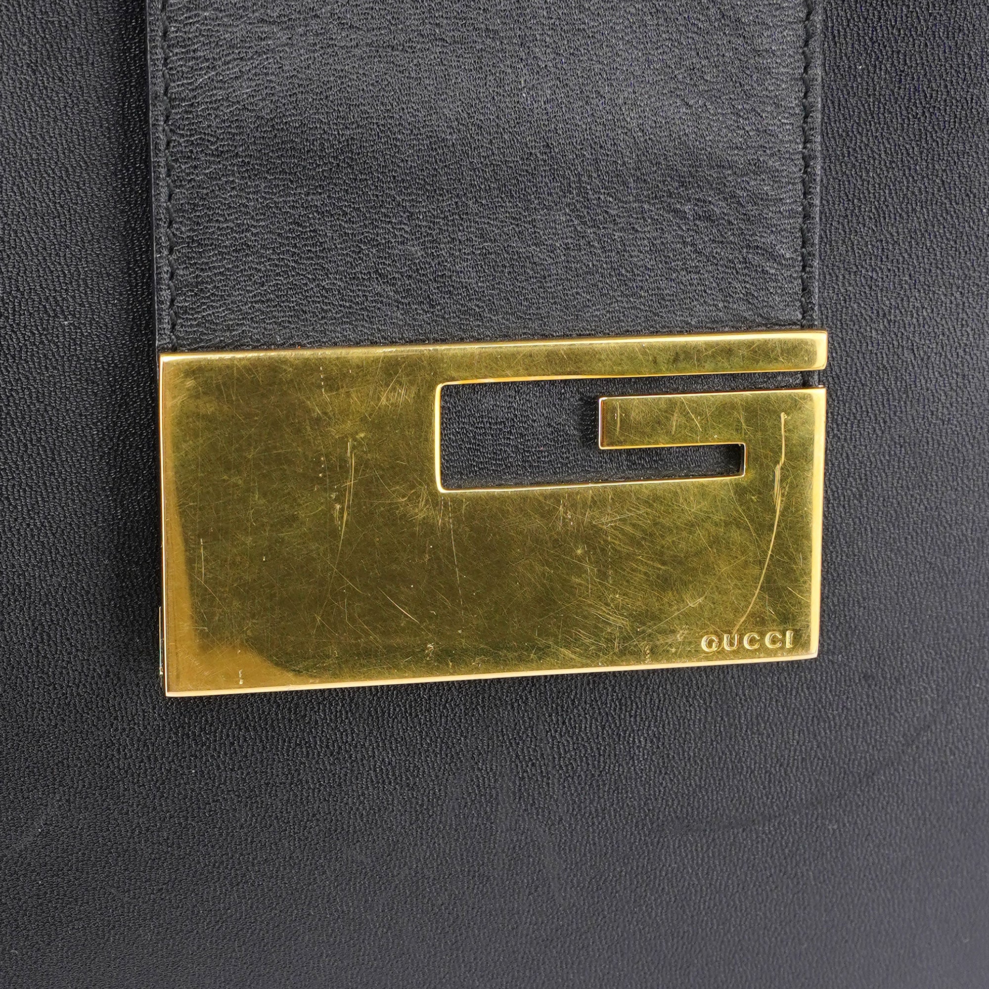 Black Square G Leather Small Tote