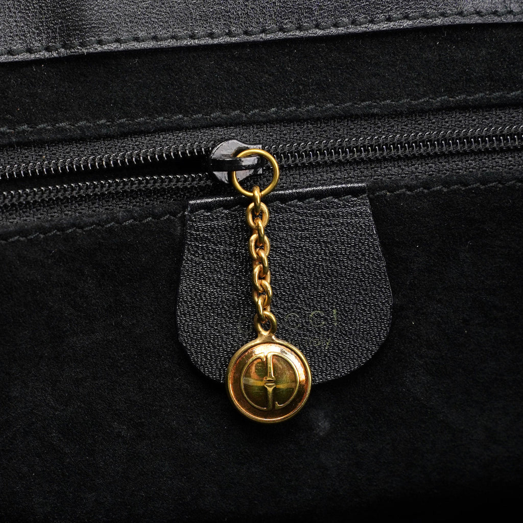 Black Square G Leather Small Tote