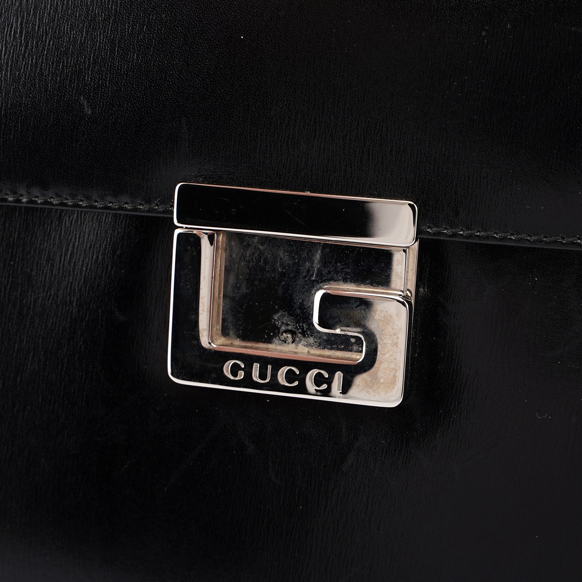 Black Square G Leather Tote
