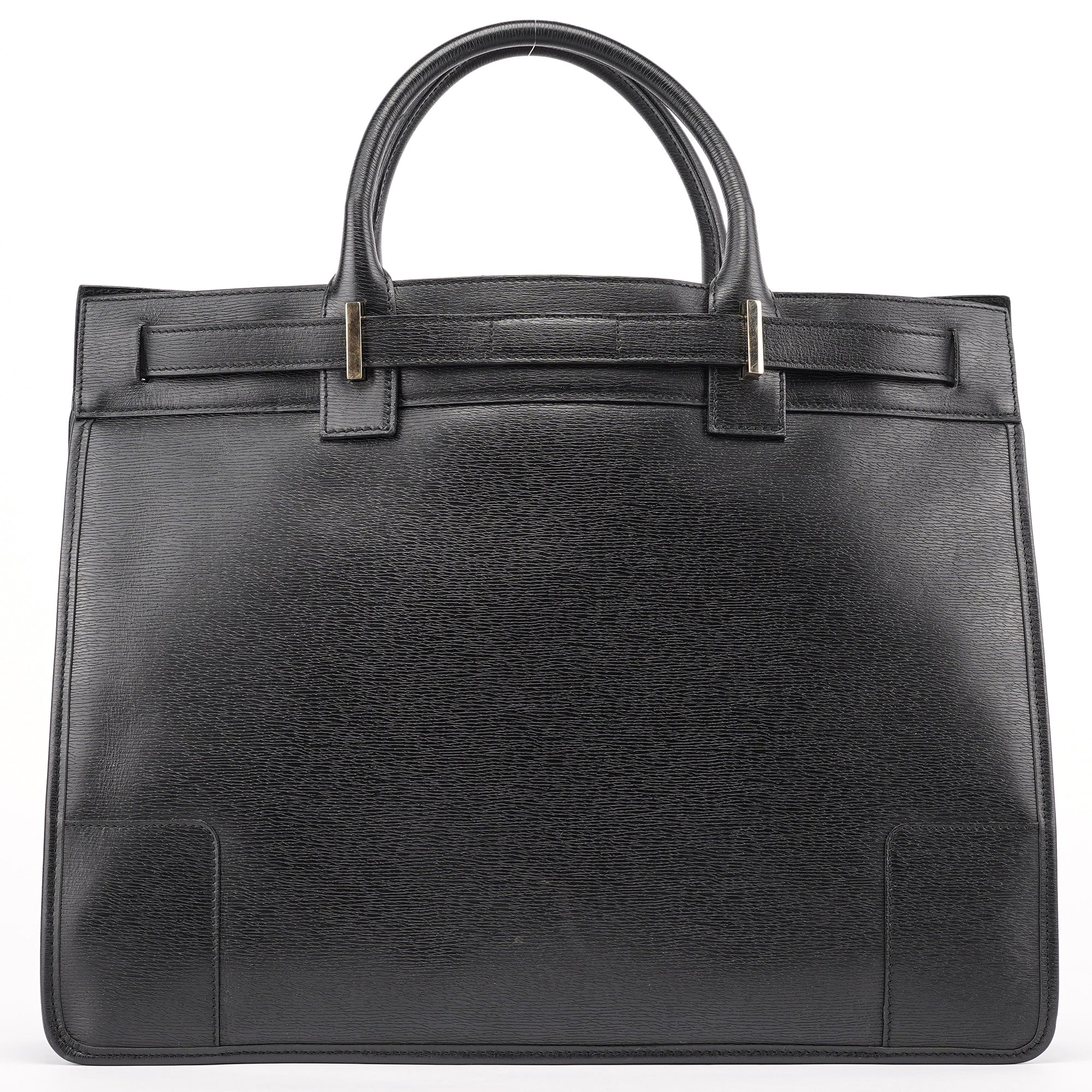 Black Structured Leather Tote Bag