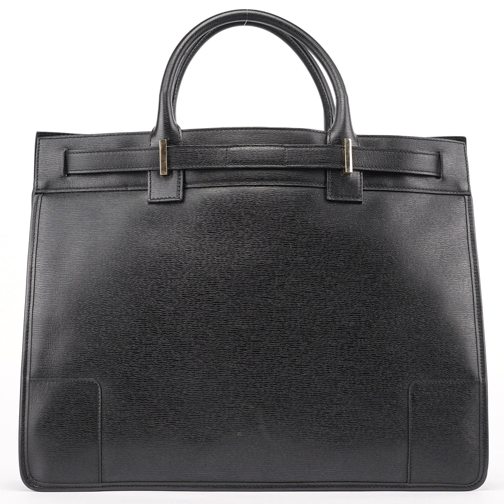 Black Structured Leather Tote Bag