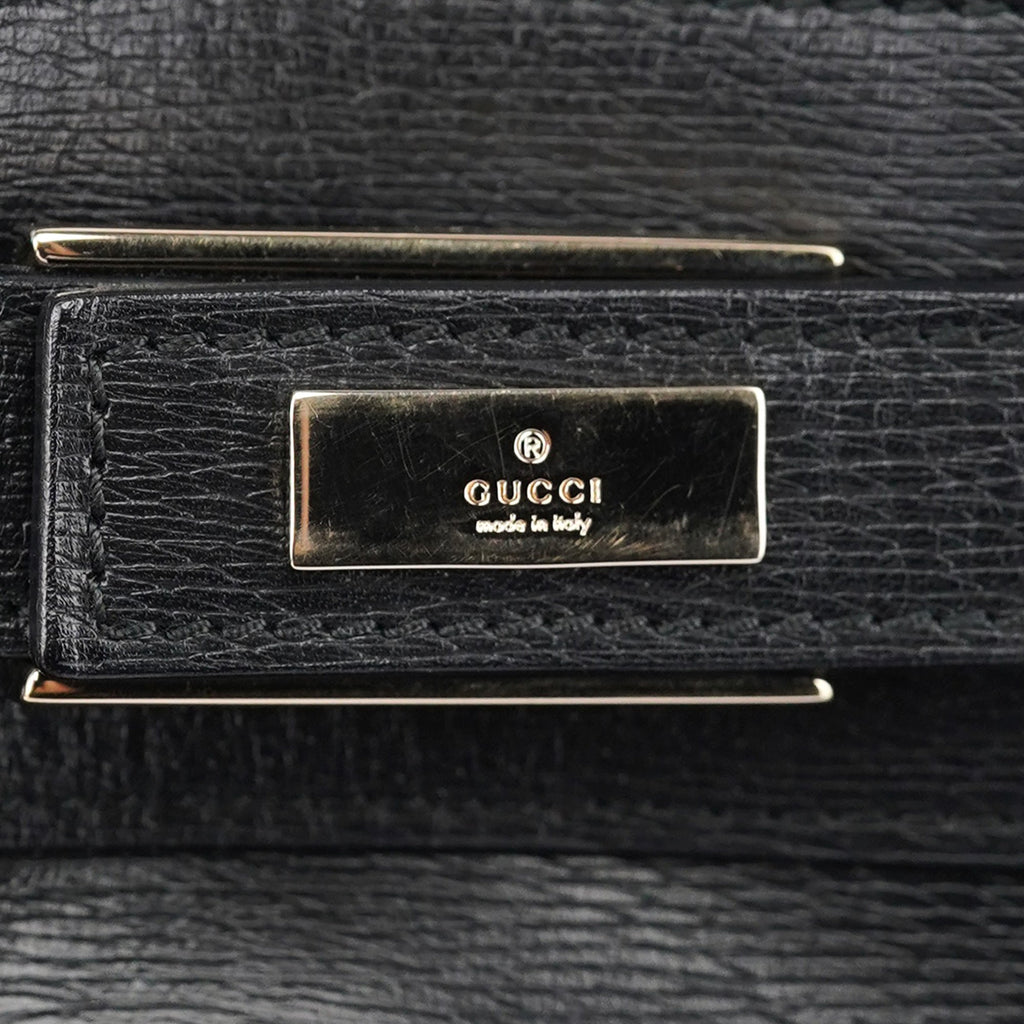 Black Structured Leather Tote Bag