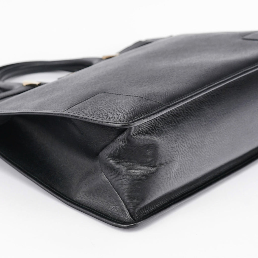 Black Structured Leather Tote Bag
